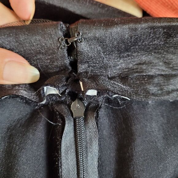 Handmade Skirted Wide Leg Pants 10 Black Metallic Sheen High-rise Caped Gothic - Picture 9 of 10